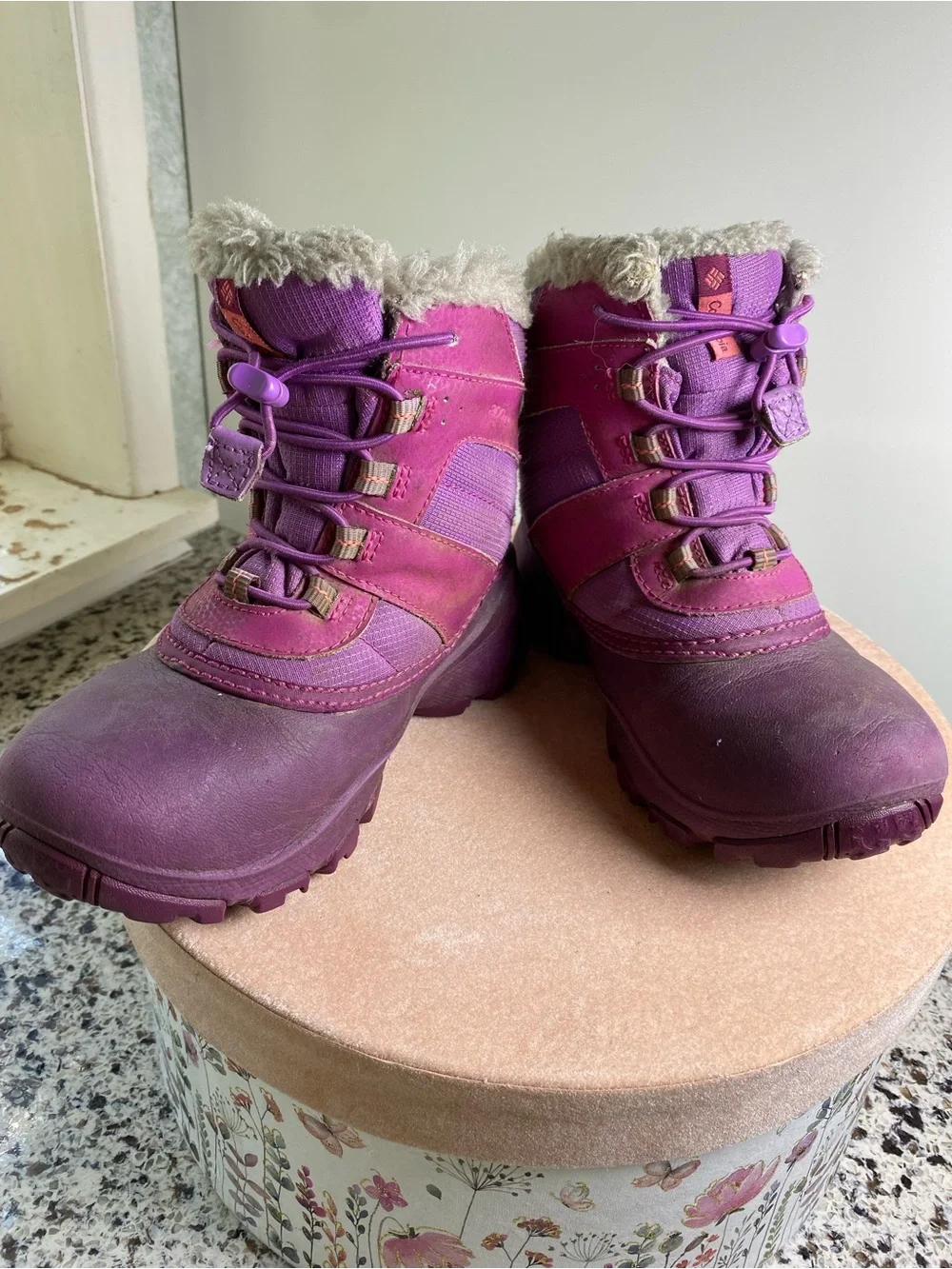COLUMBIA Youth Rope Tow III Waterproof Winter Boots Purple 1